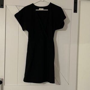 Black Madewell Faux Wrap Midi Dress